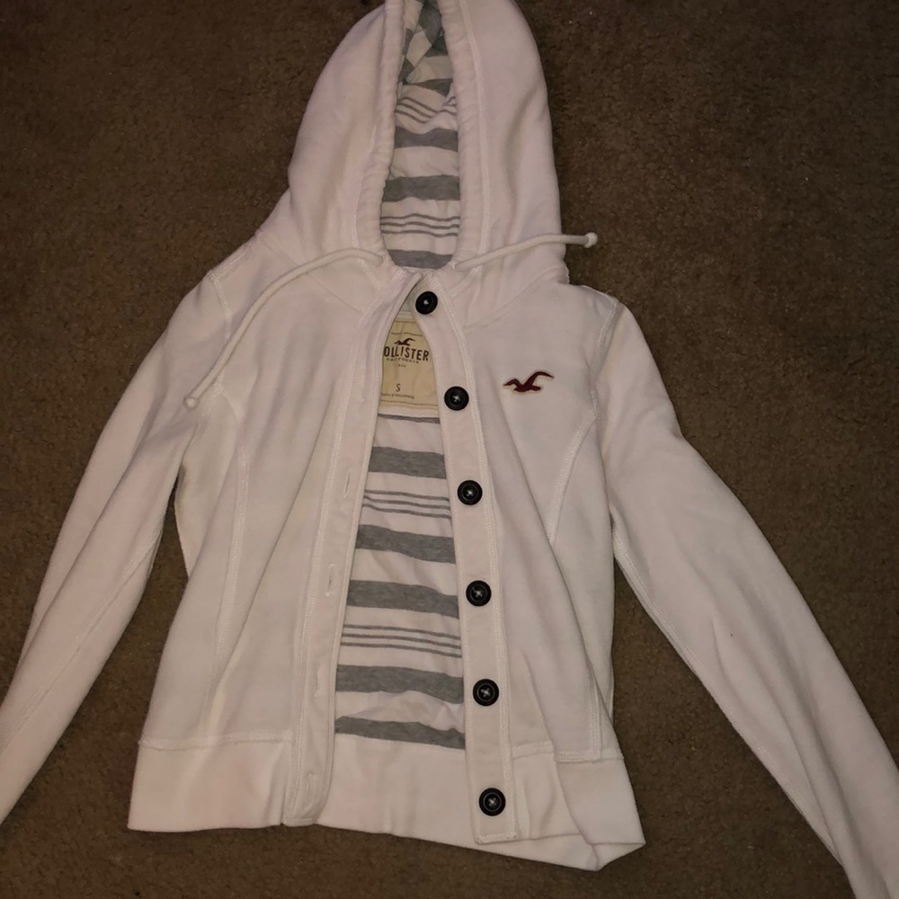 White hollister button up jacket & size s